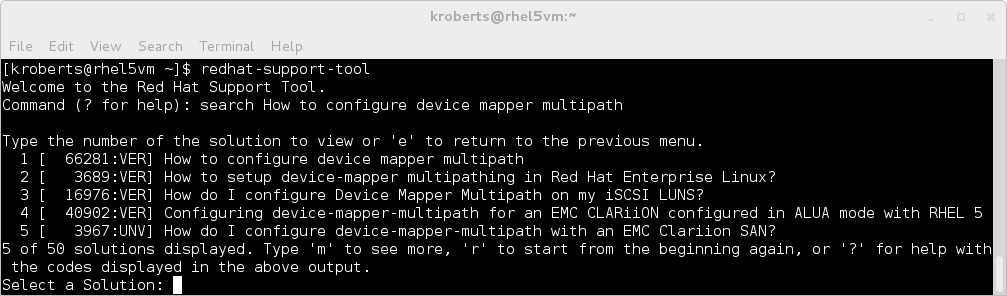 Red Hat Support Tool Interactive Mode