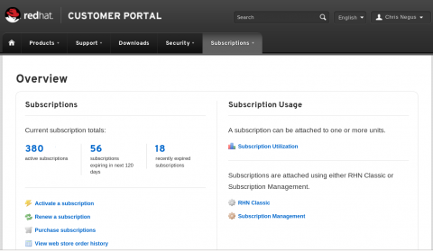 Subscription Managements on the Red Hat customer portal