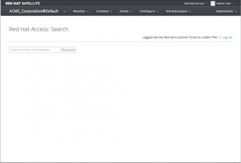 Red Hat Access Search Landing Page