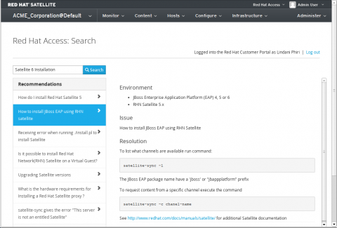 Red Hat Access Search Sample Search