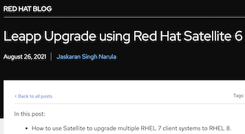 Leapp Upgrade using Red Hat Satellite 6