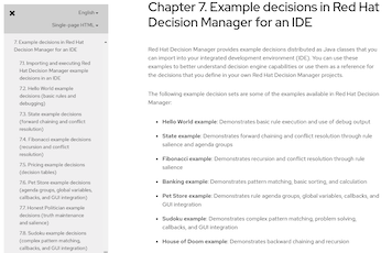 Enhanced content for example decisions in Red Hat Decision Manager
