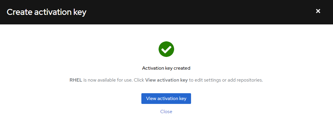 Activation key created