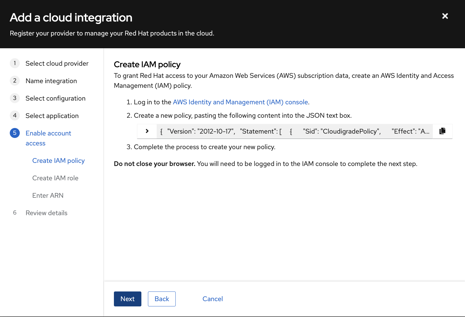 Image of Add integration wizard