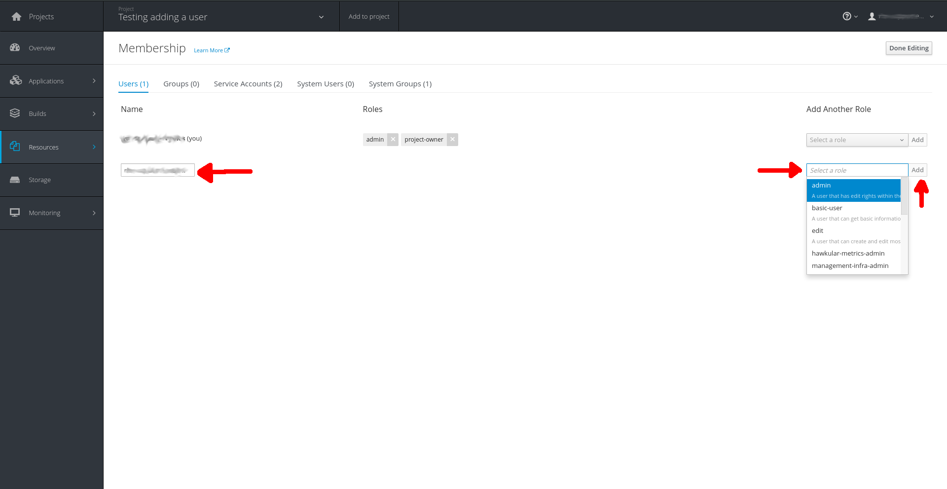 How to add user's to my OpenShift Online Pro (v3) project Red Hat