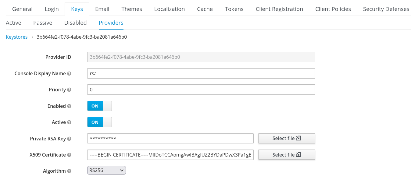 How To Change The Private/Public Key Pair Used By RHSSO SAML IDP Realm