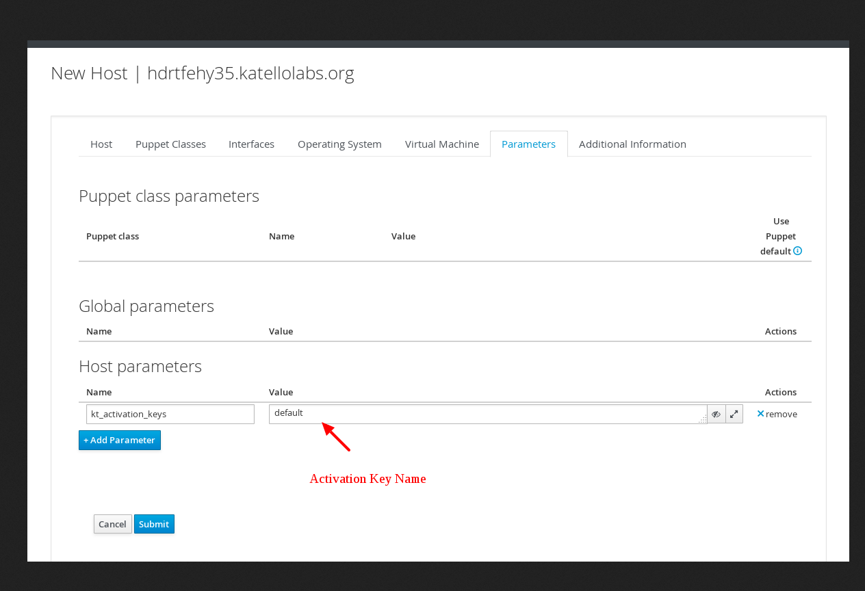 How to assign an Activation Key to a Host during provisioning without