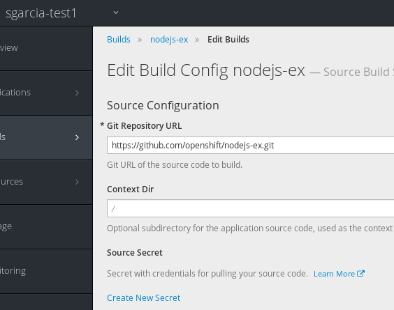 buildConfig edit page
