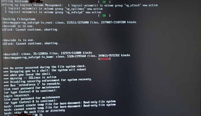 Setup cannot continue. E2fsck. Fsck XFS file System.