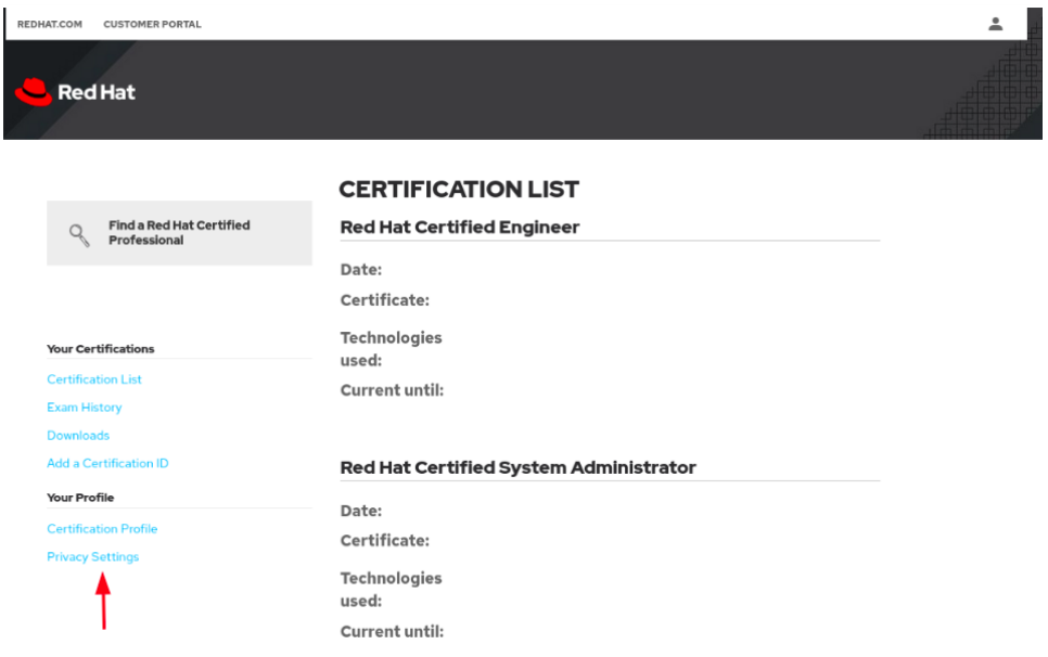 red hat certification portal