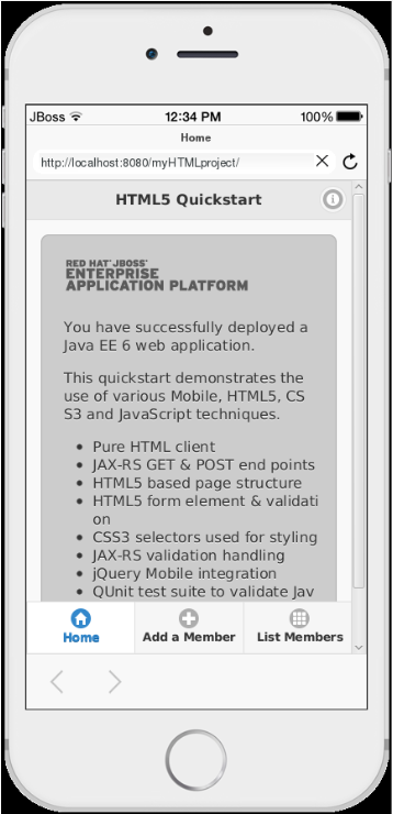 HTML5 Web Application Viewed with BrowserSim.