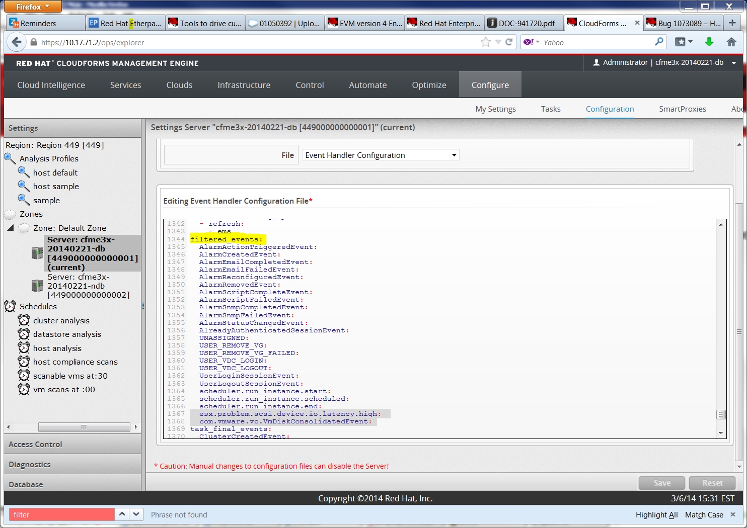 Protecting the CloudForms Management Engine (CFME) 3.x environment from