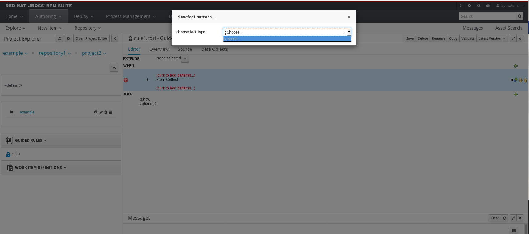 Unable to select any type for "From Collect" condition in Guided Rule