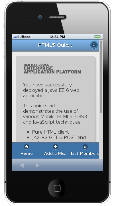 HTML5 Web Application Viewed with BrowserSim.