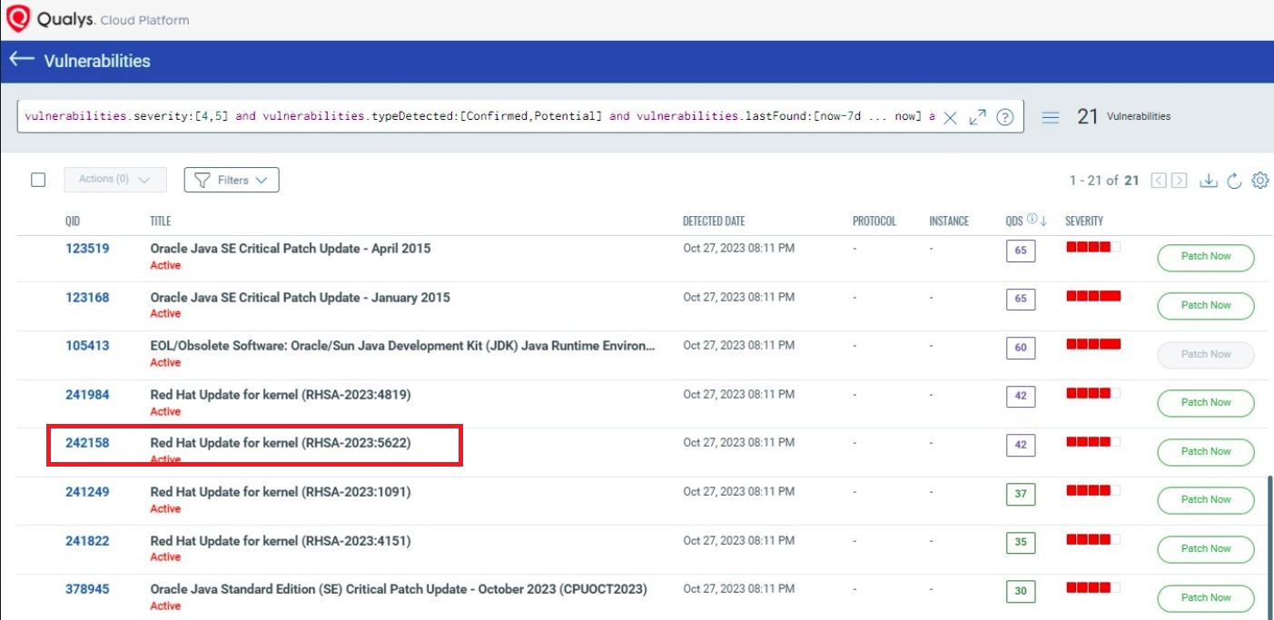 Qualys vulnerability report