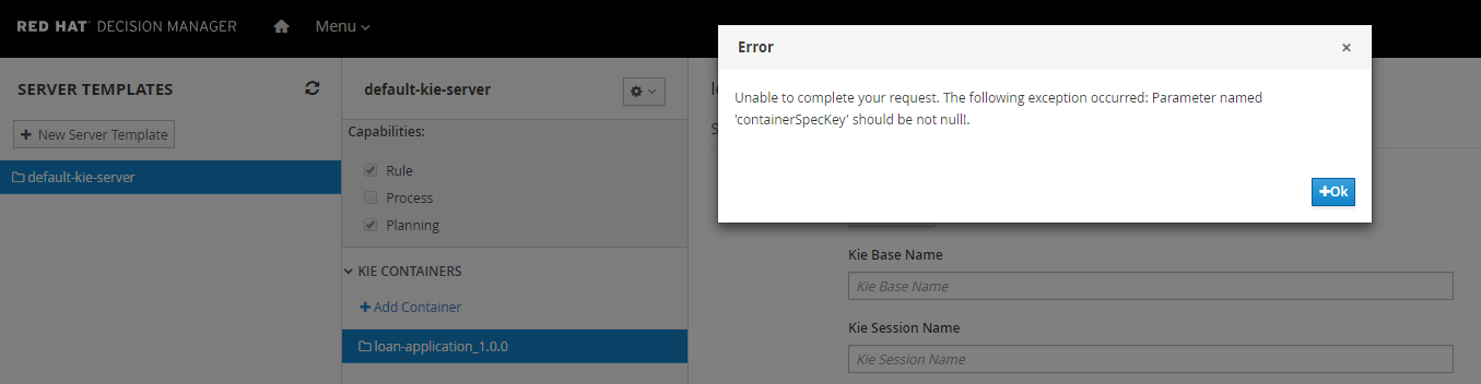  Parameter named 'containerSpecKey' should be not null!.