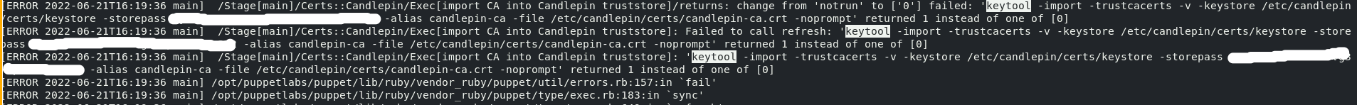 satellite-installer keytool error