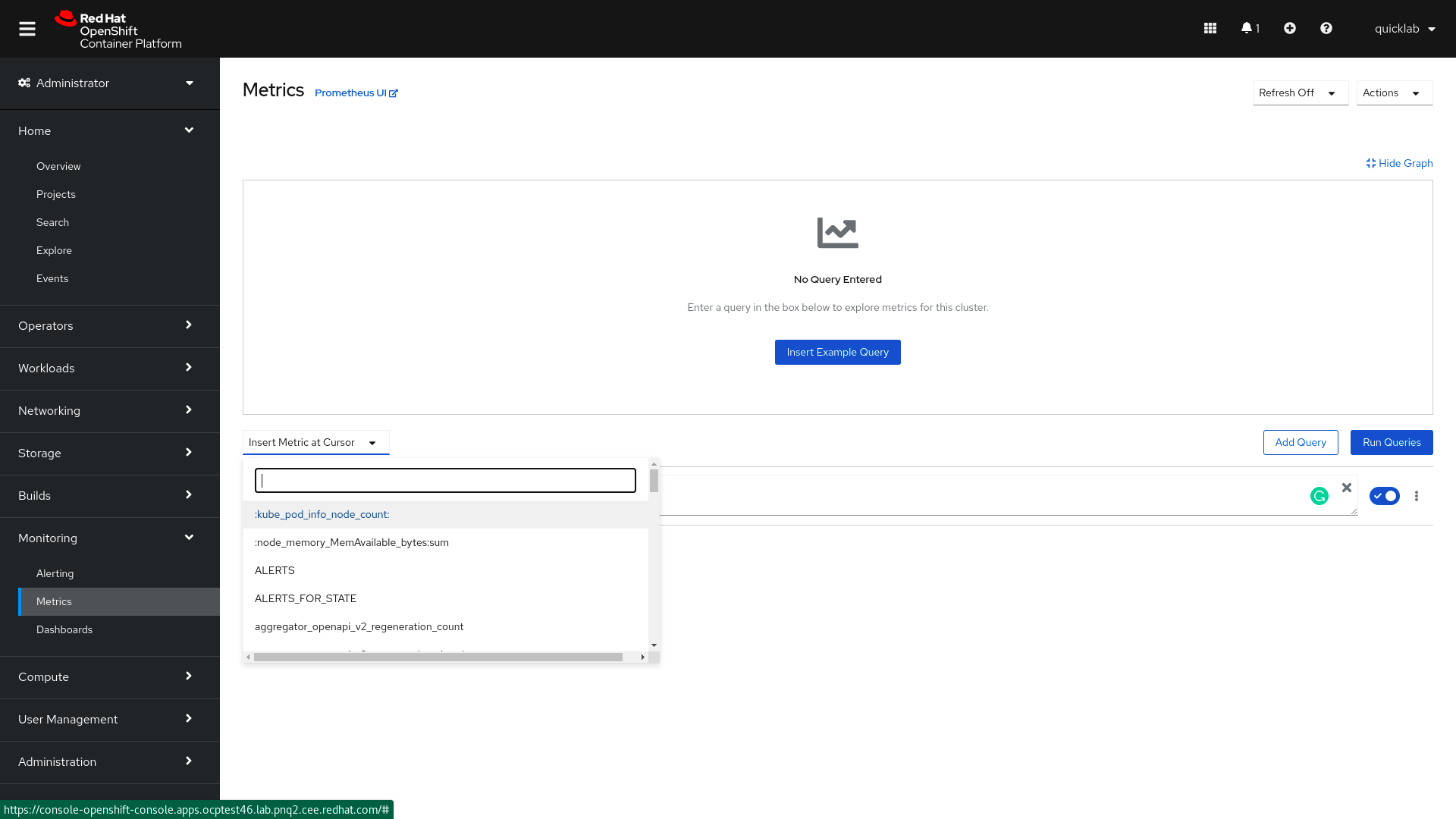 Catalog of available metrics in OCP Web console - Red Hat Customer Portal