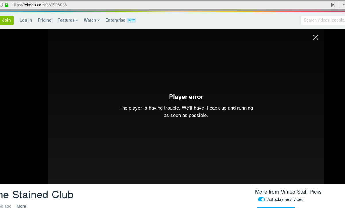 vimeo cannot play on firefox rhel8