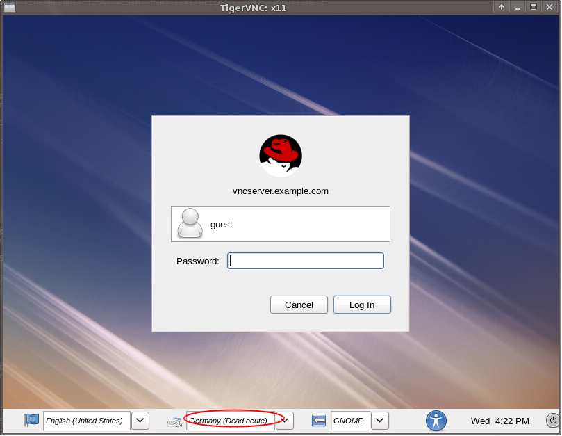 AltGr and other keys do not work as expected when logging in over VNC