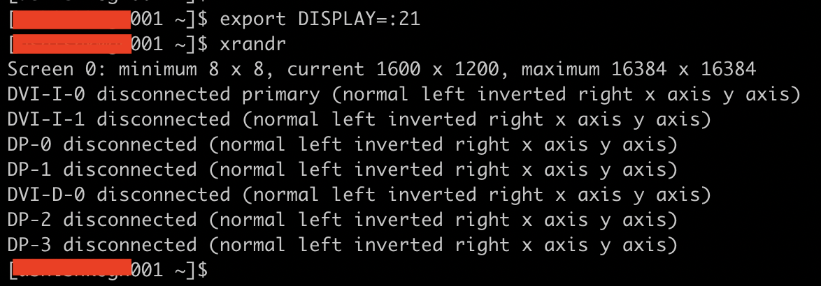 xrandr output