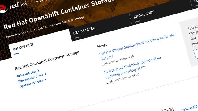 New Customer Portal product page for Red Hat OpenShift Container Storage (OCS)