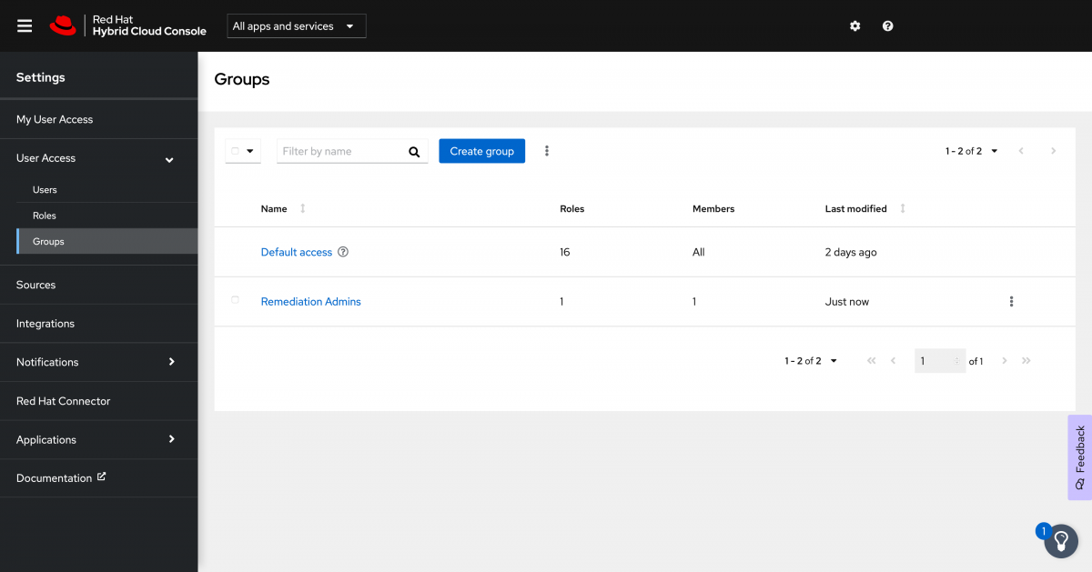 RBAC with new group shown