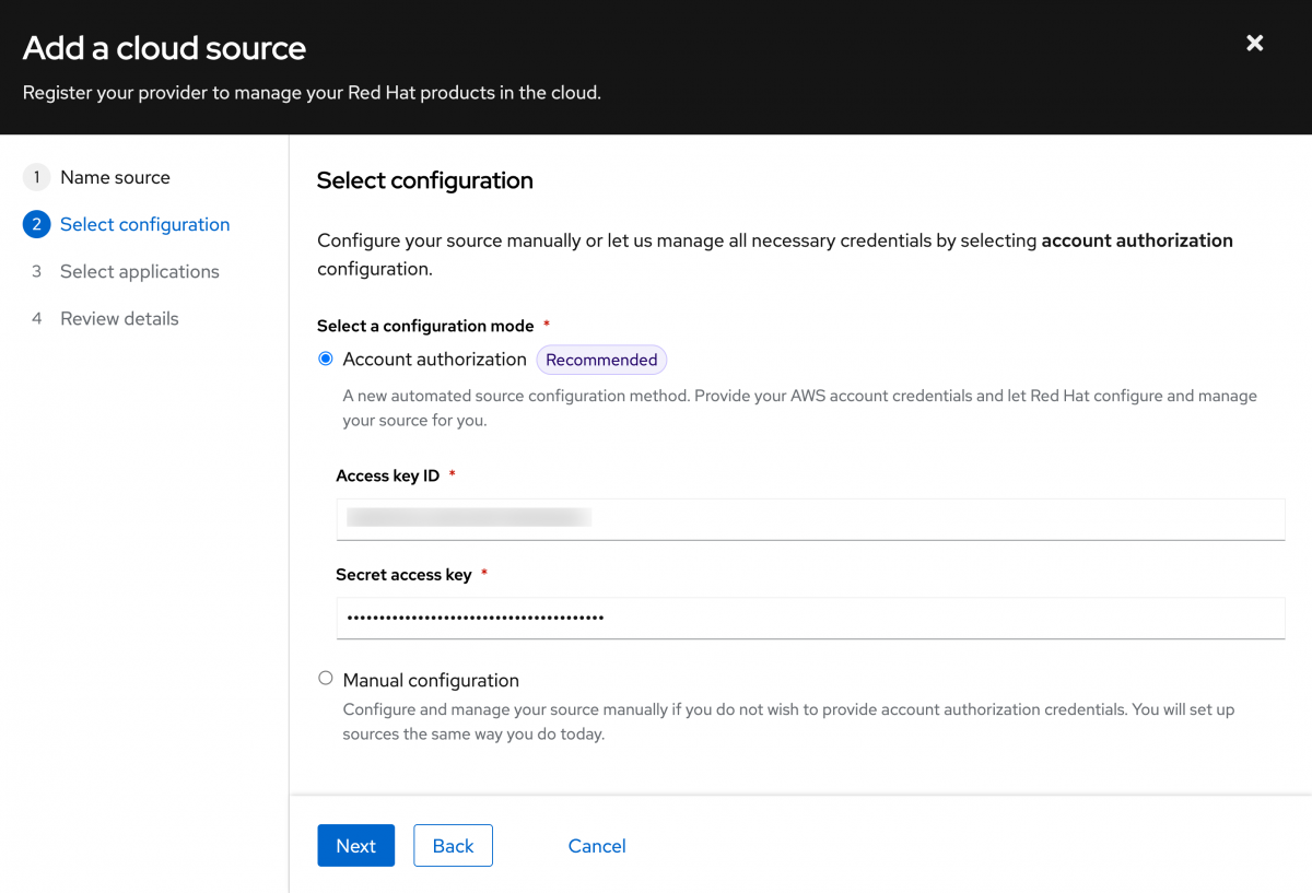 Input account information