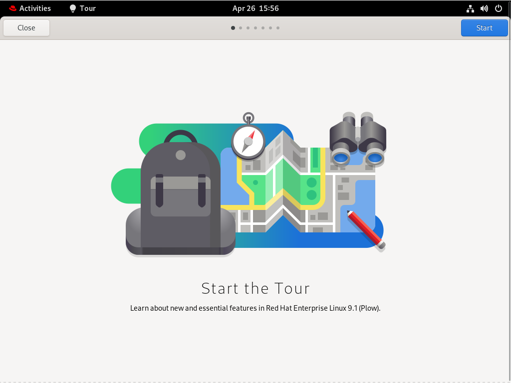 GNOME tour window on RHEL 9
