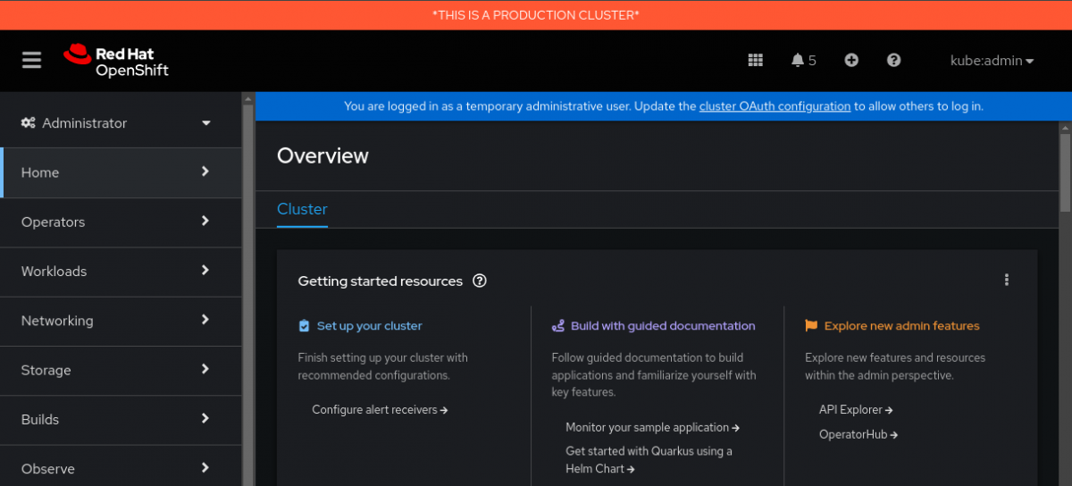 openshift web console banner