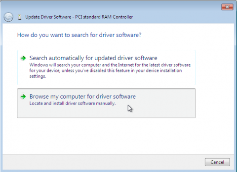 The Update Driver Software wizard