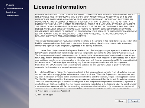 The License Information Screen