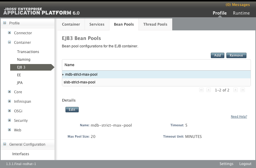 EJB3 Bean Pools Panel