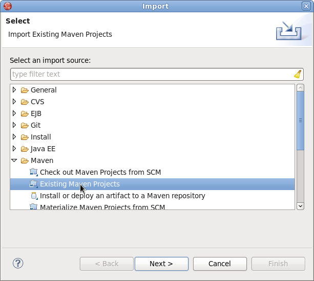 Import Existing Maven Projects