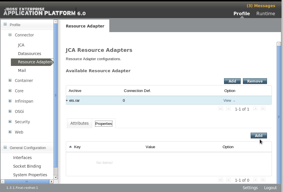 Add Resource Adapter Properties