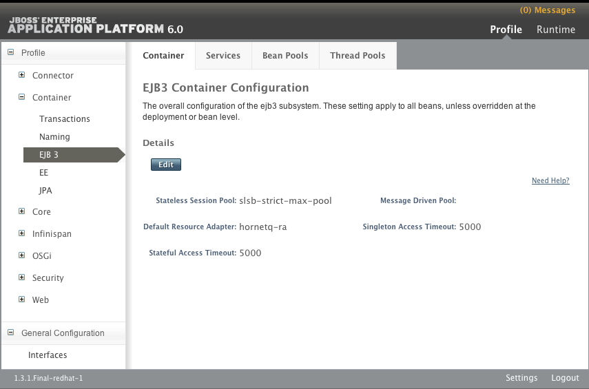 EJB Configuration Options in the Management Console (Standalone Server)