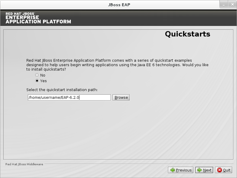 Install the JBoss EAP quickstarts.
