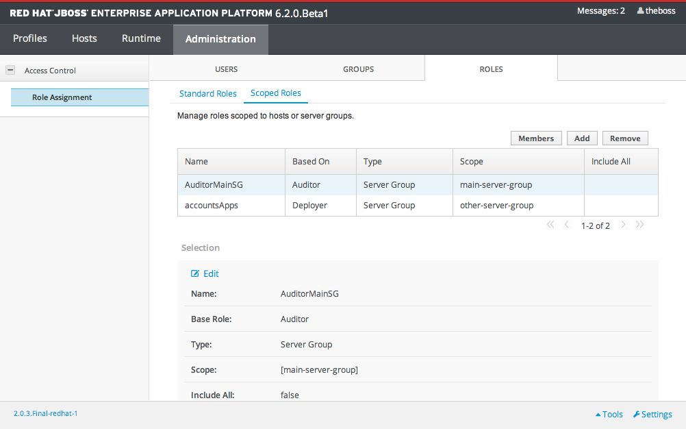Rôle sélectionné.