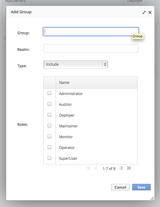 Screenshot of Add Group dialog