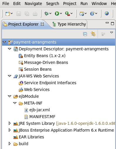 Newly created EJB Project in the Project Explorer