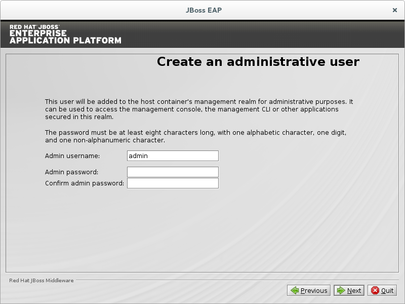 Create an administrative user.