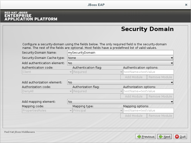 Configure a security domain.