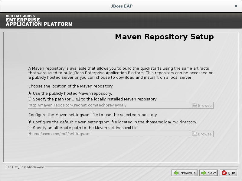 JBoss EAP Installation Program Maven Repository Setup