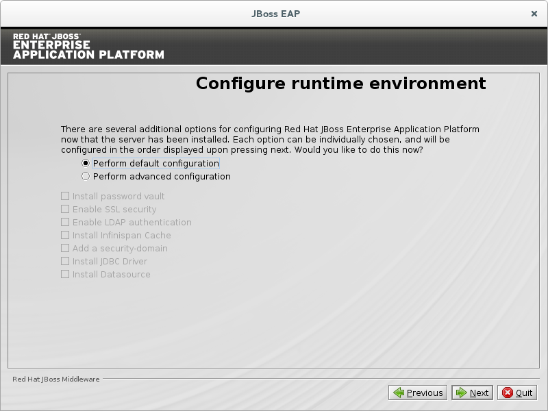 JBoss EAP Installation Program Configure Runtime Environment - Default