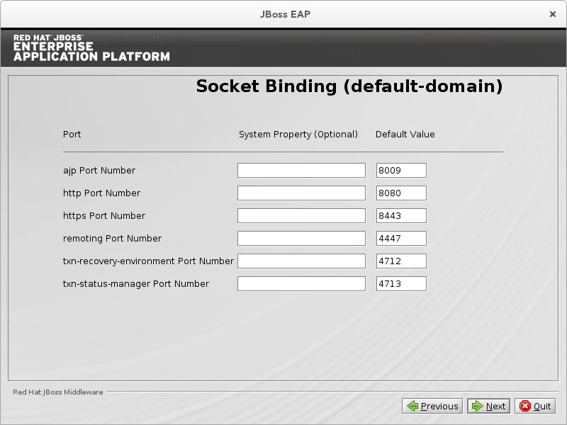 Configure custom socket bindings for default domain mode.