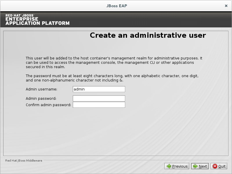 Create an administrative user.