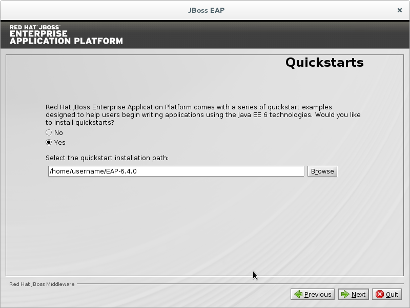 Install the JBoss EAP quickstarts.