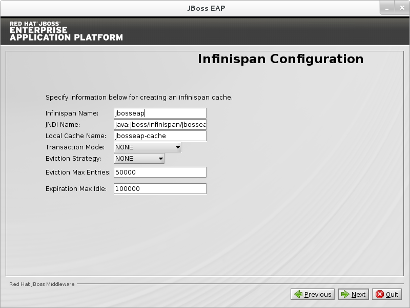 Configure Infinispan cache.