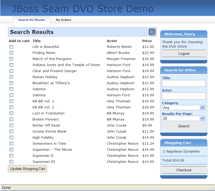 DVD Store example