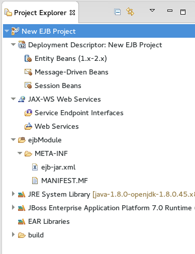 Newly created EJB Project in the Project Explorer